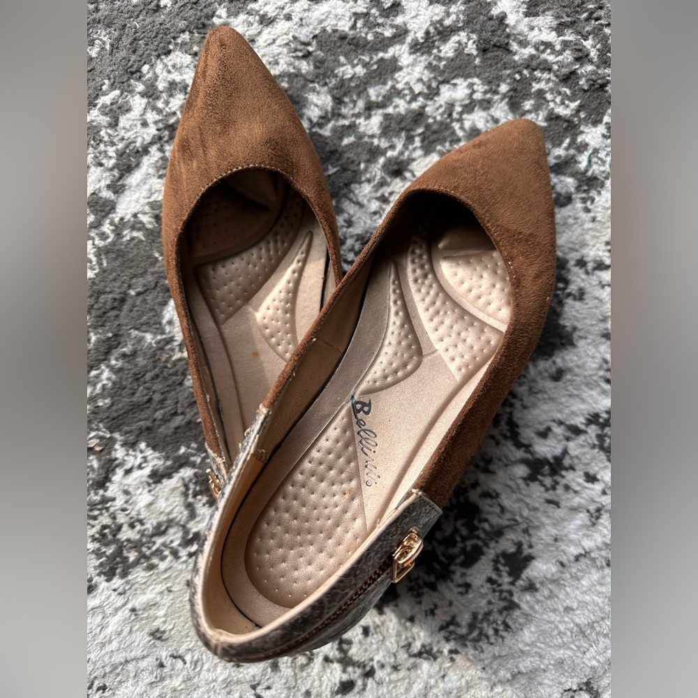Bellini Brown Suede Pointed Toe D'Orsay Flats
